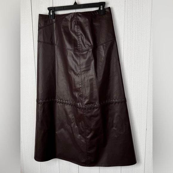 Zara Dark Brown A-Line Faux Leather Skirt - Picture 3 of 7
